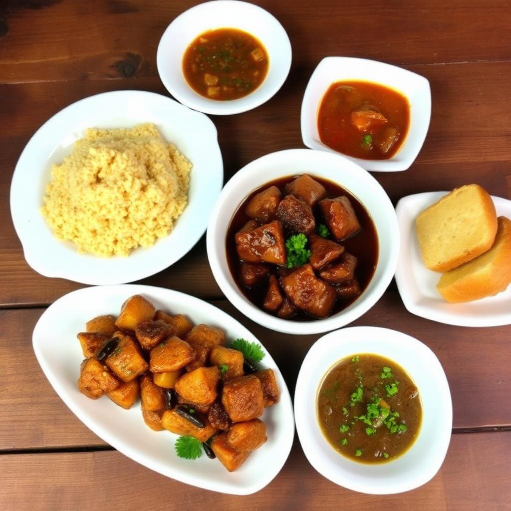 Acompanhamentos do churrasco na mesa