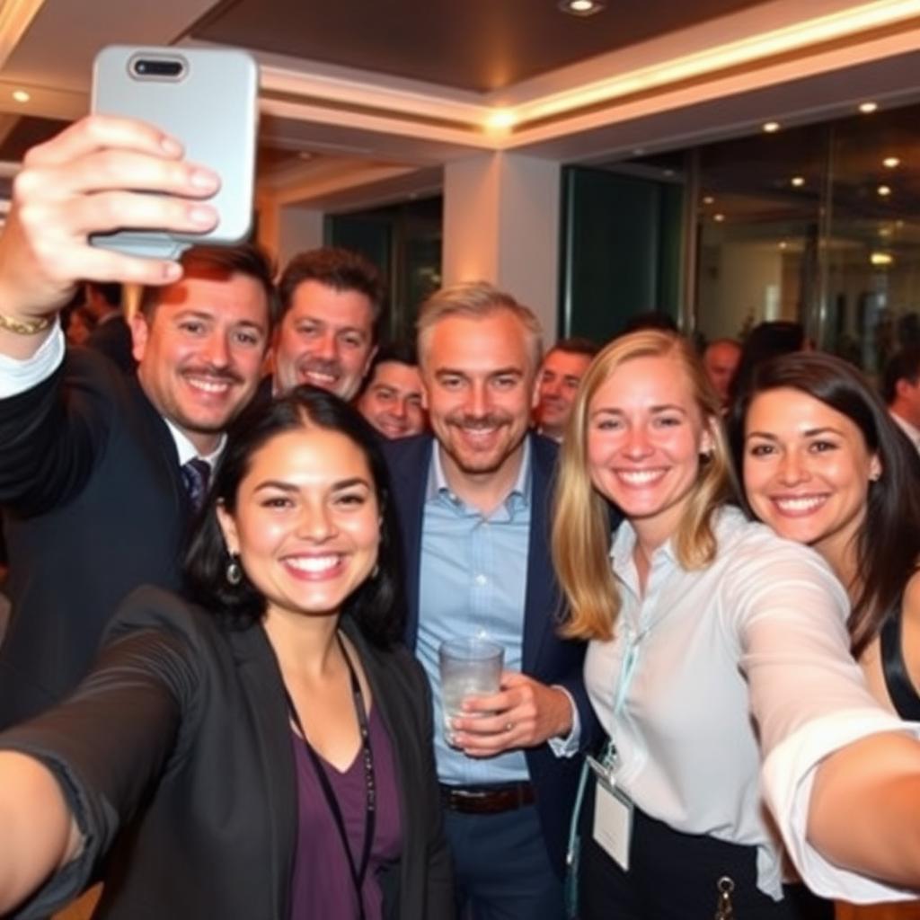 Selfie de colegas na festa da empresa