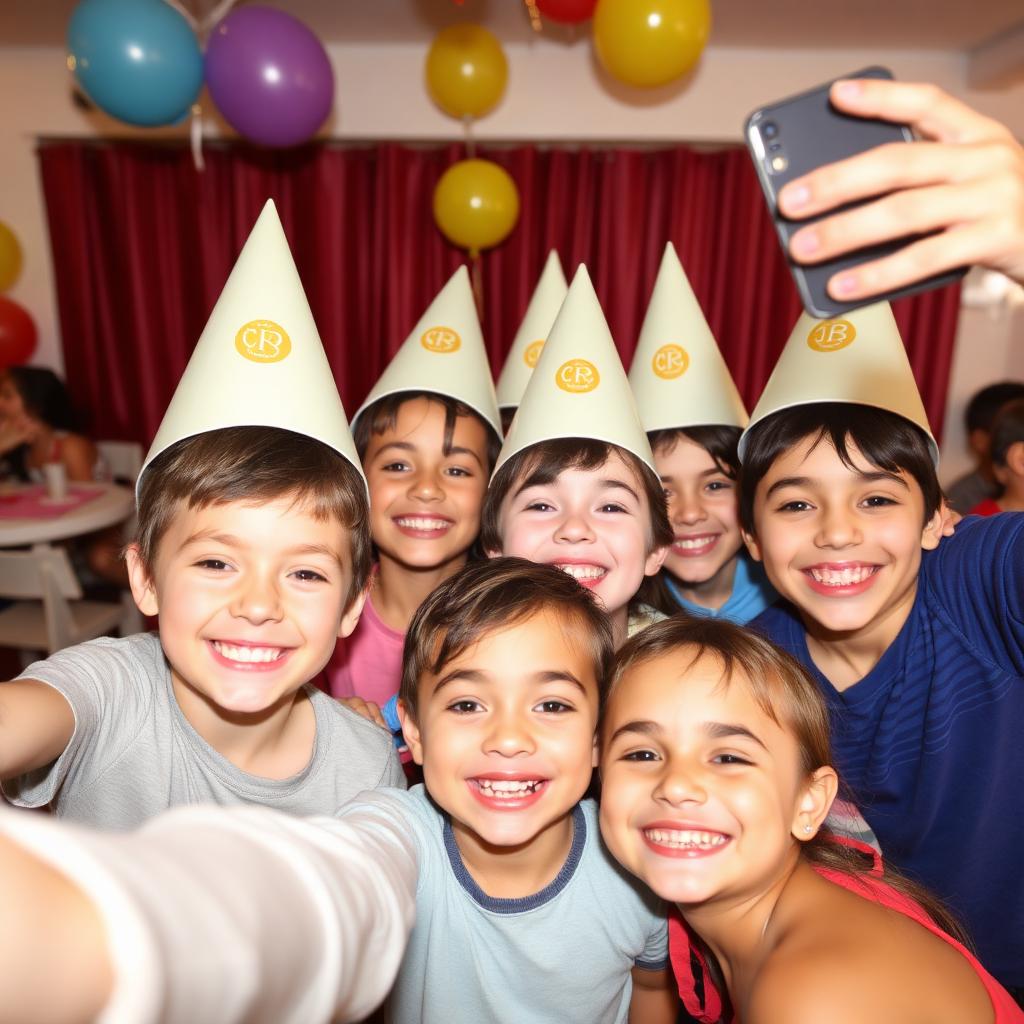 Selfie de crianças na festa